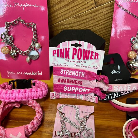 Breast Cancer Awareness Pink Ribbon Jewelry Lot 11 Pink Power Sandra Magsamen - Picture 5 of 11